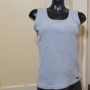 Vintage Women's Champion Sleeveless Ribbed Grey Tank Tee shirt